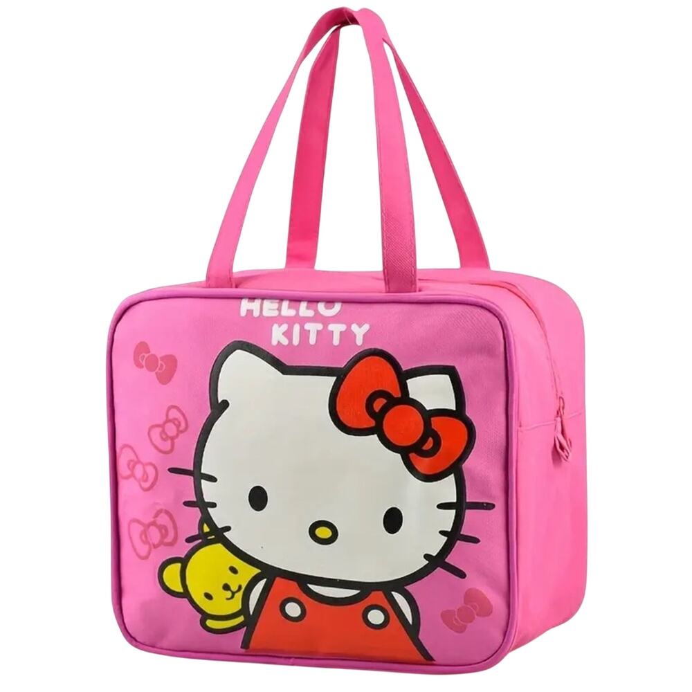 Hello Kitty Pink Red Bows Medium Lunch Travel Bag Kawaii Beach Cutecore Cutegoth